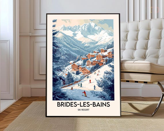 Brideslesbains Ski Resort Poster Wall Art Print France