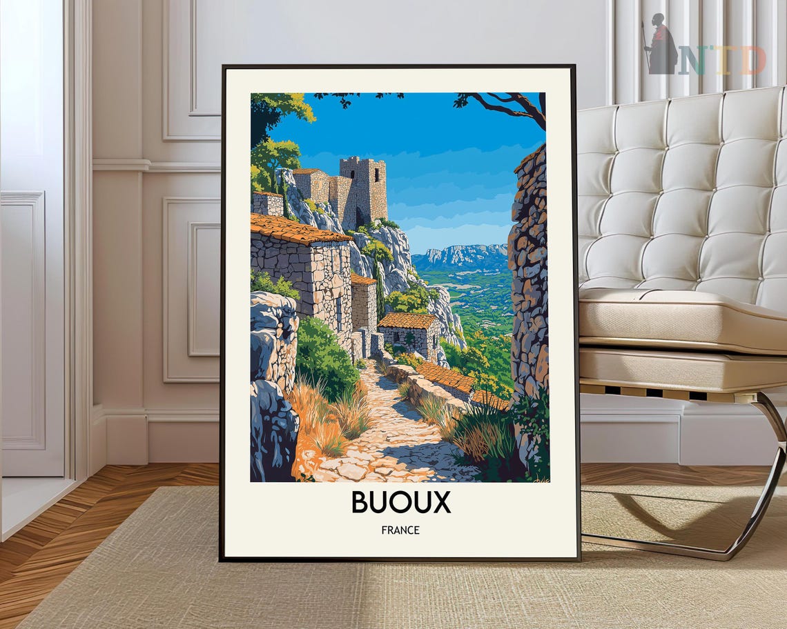 Buoux France Old Stone Village Cobblestone Path Tower Poster