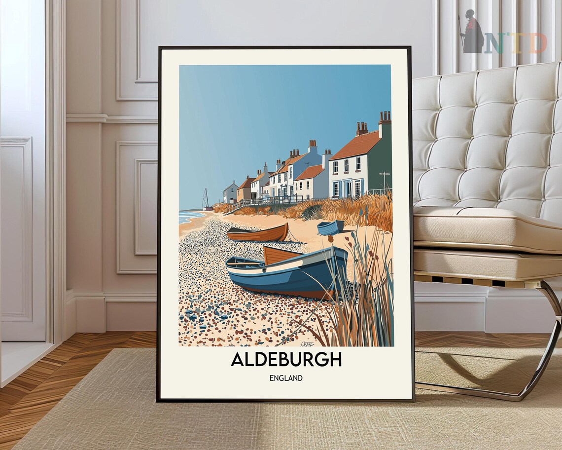 Aldeburgh Suffolk Coastal Fishing Boats England Travel Poster
