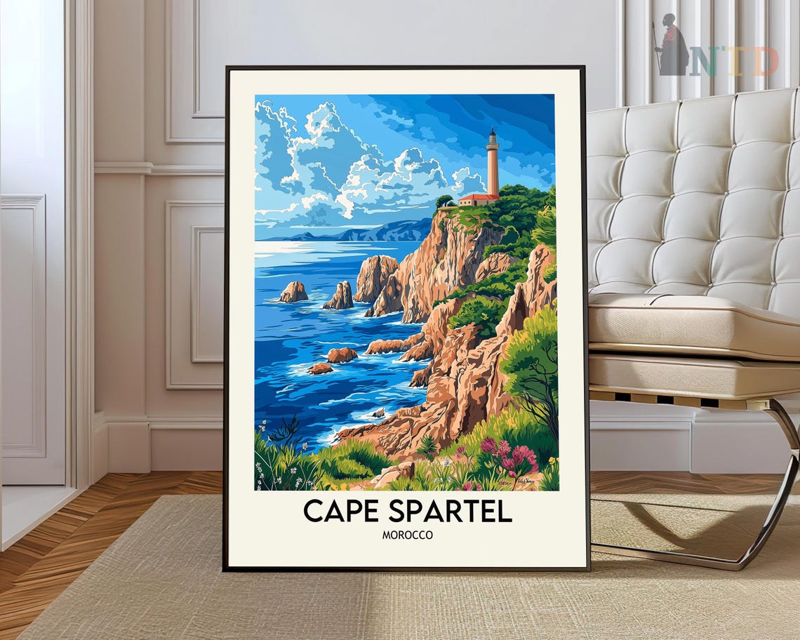 Cape Spartel Morocco Lighthouse Cliffs Strait Coast Travel Poster