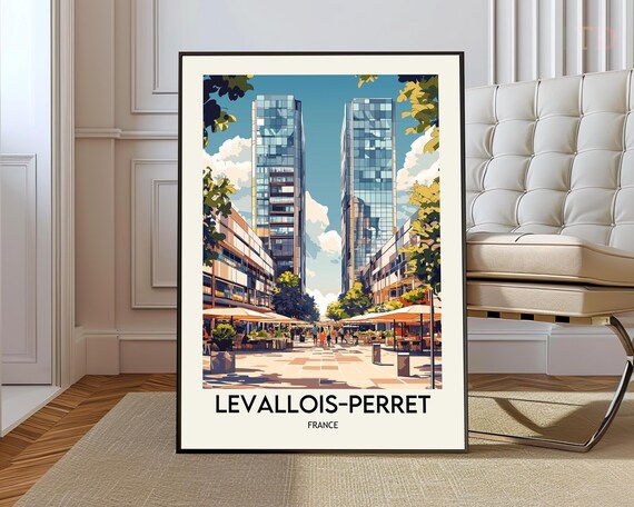 Levallois-Perret Modern Glass Towers Cafe Terraces France Poster