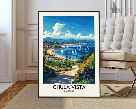 Chula Vista Print Photo Poster Travel Wall Art Map Photography Usa