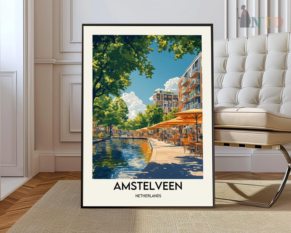 Amstelveen Netherlands Riverside Cafe Promenade Scenic View Poster