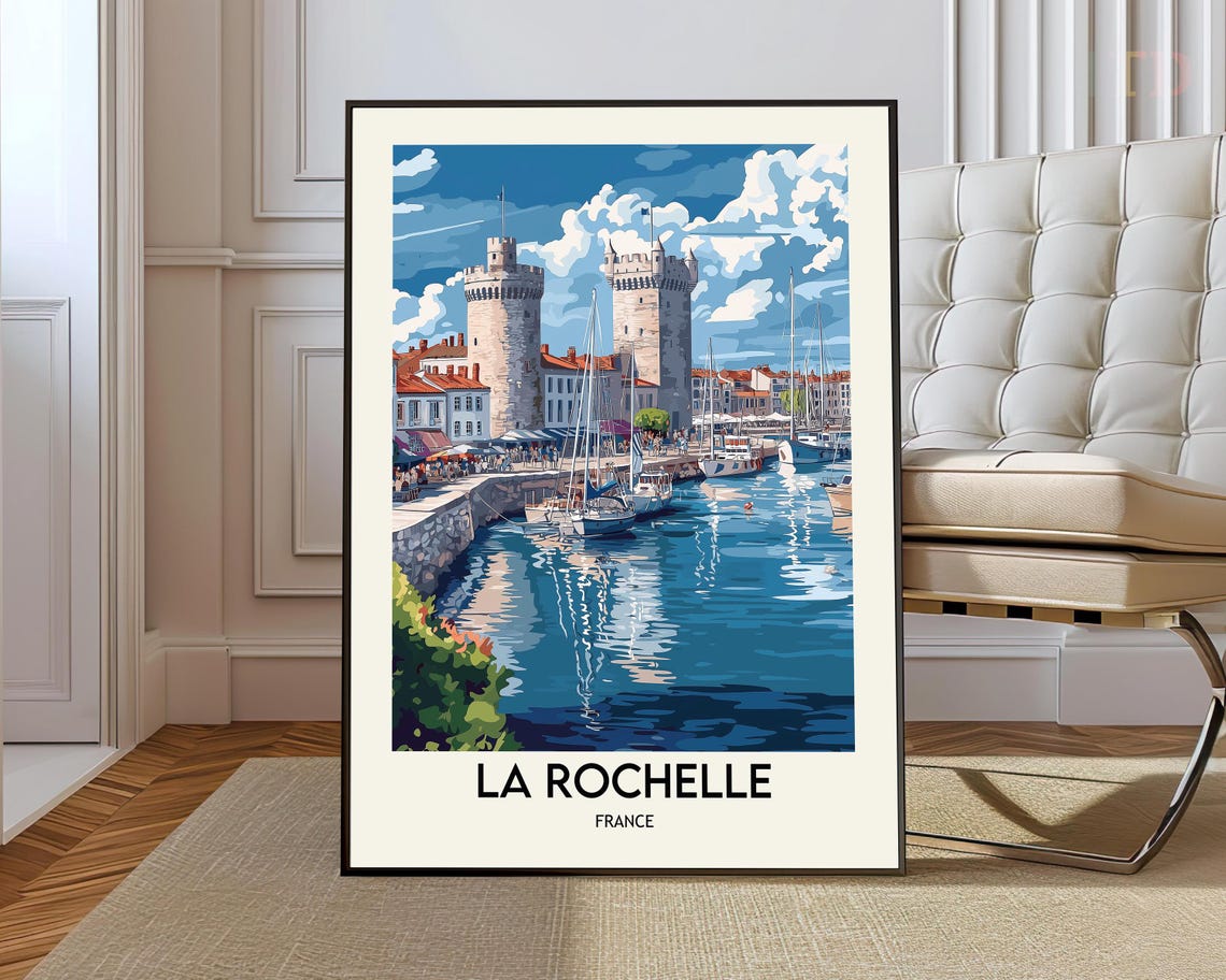 La Rochelle Twin Harbour Towers Stone Quay Boats France Poster