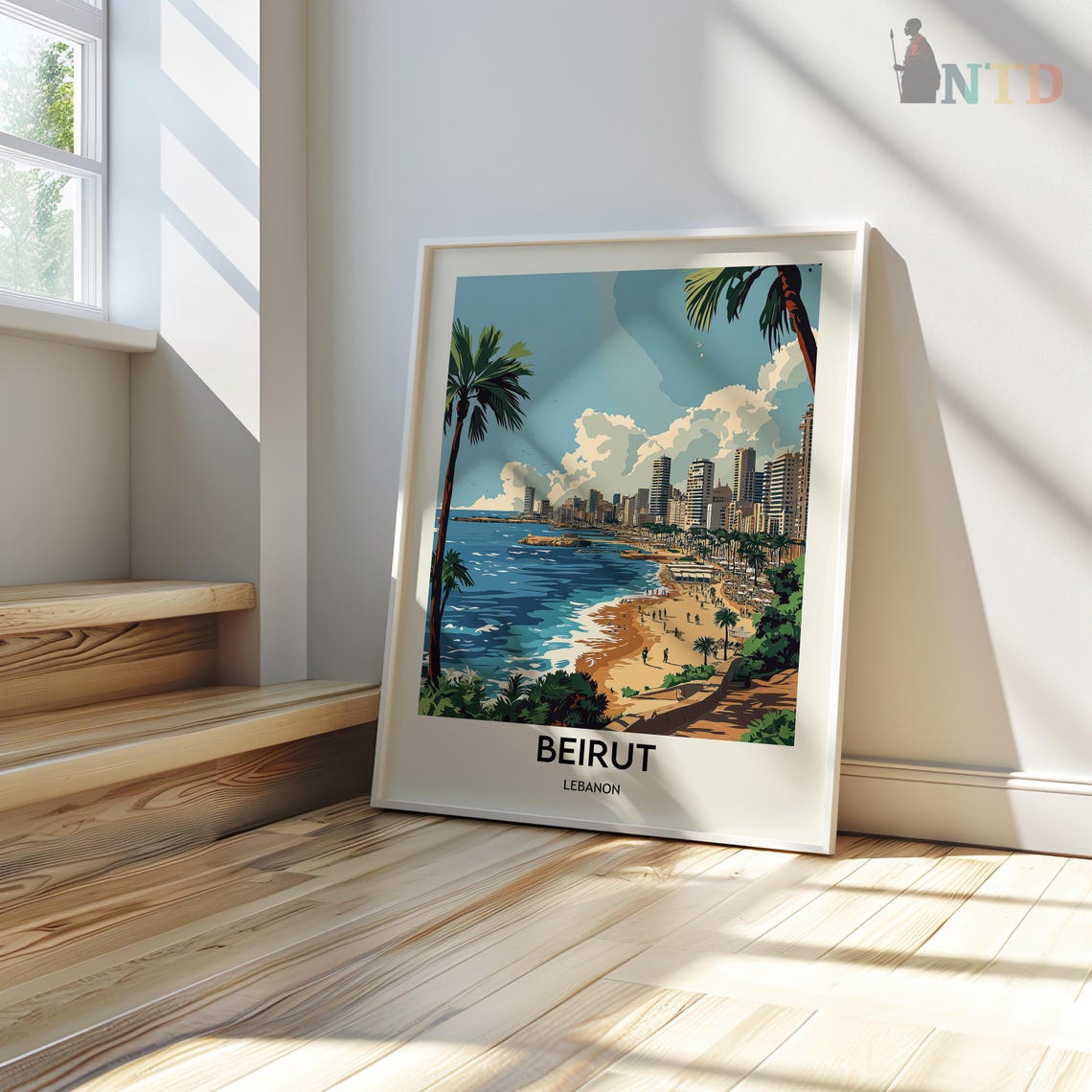 Beirut Lebanon Corniche Beach City Skyline Vintage Travel Poster - Image 2