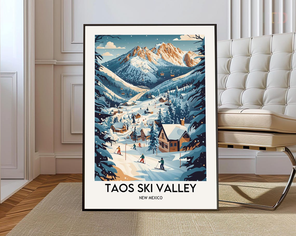 Taos Ski Valley New Mexico Snowy Mountain Village Winter Poster