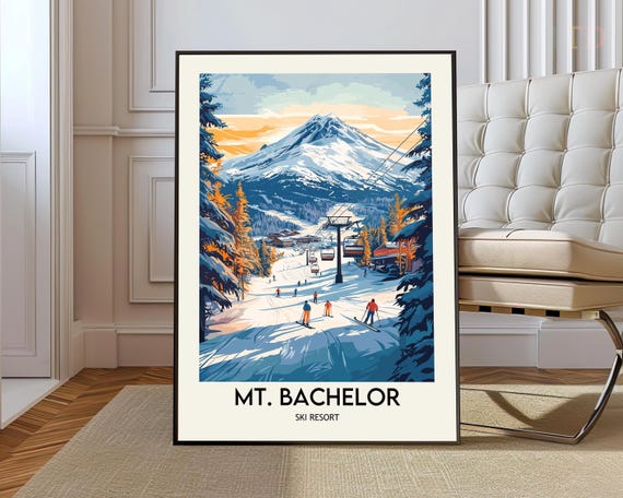 Mount Bachelor Ski Resort Poster Wall Art Print Photo