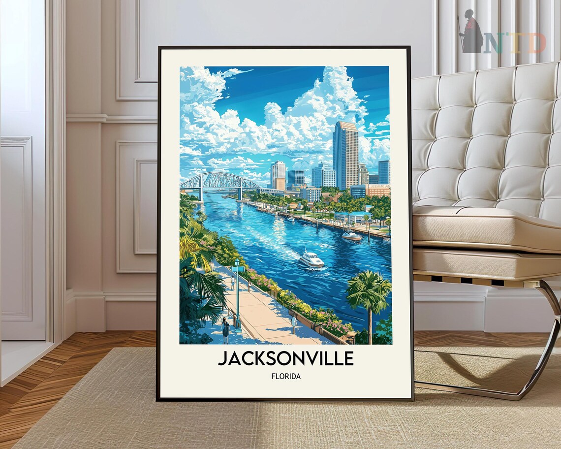 Jacksonville Travel Poster, Florida Wall Art Print