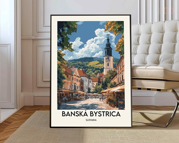 Banska Bystrica Slovakia Old Town Square Vintage Travel Art Poster