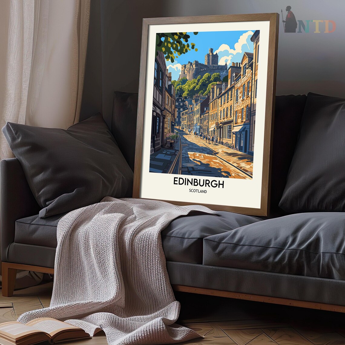 Edinburgh Skyline Travel Poster, Scotland Castle - Image 3