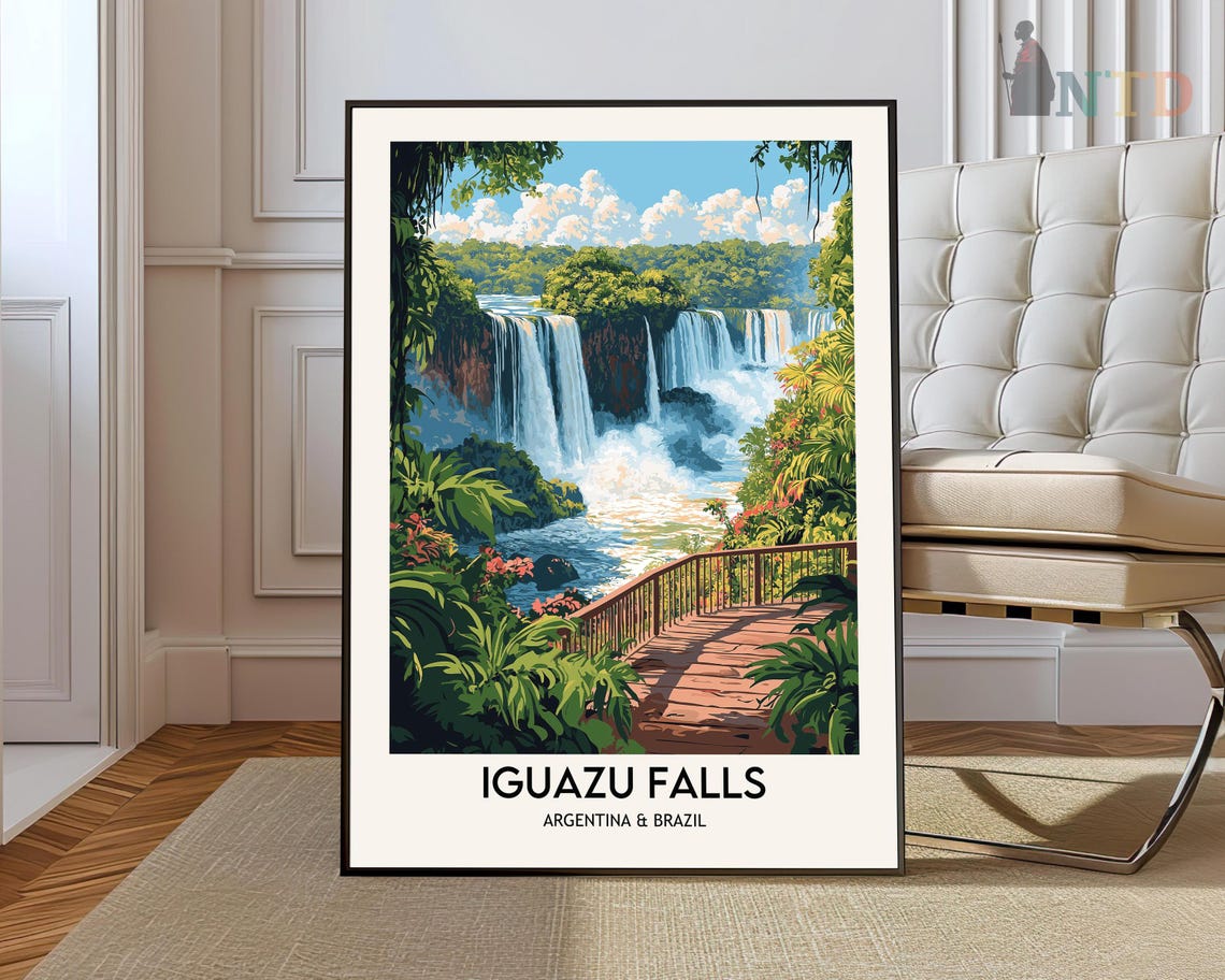 Iguazu Falls Argentina Brazil Rainforest Waterfall Travel Photo Poster