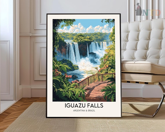 Iguazu Falls Argentina Brazil Rainforest Waterfall Travel Photo Poster