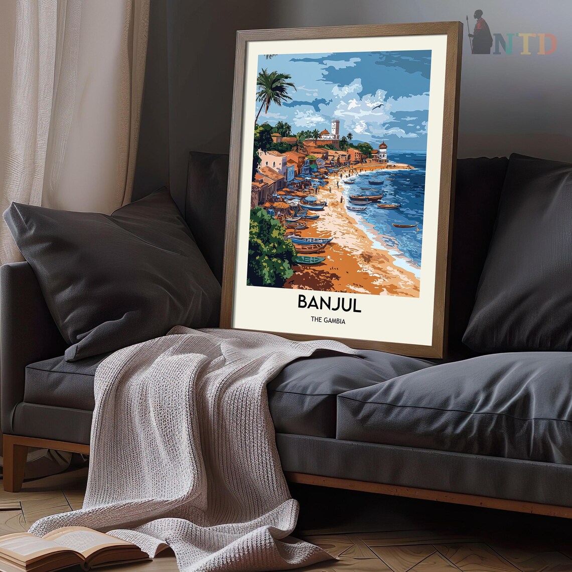Banjul The Gambia Beach Fishing Boats Harbor Vintage Travel Poster - Image 3