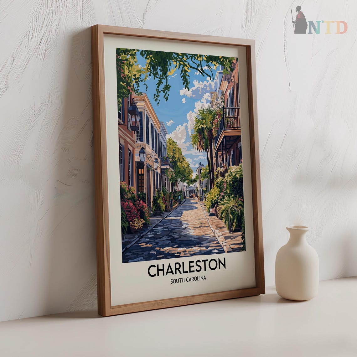 Charleston South Carolina Brick Street Lanterns Historic Homes Poster - Image 2