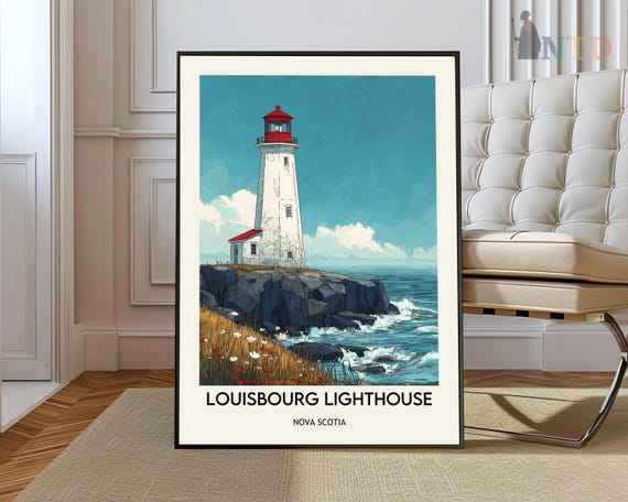 Louisbourg Lighthouse Poster Wall Art Print Nova Scotia