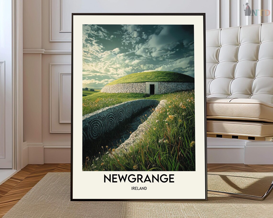 Newgrange Ireland Ancient Monument Travel Poster Celtic History Art