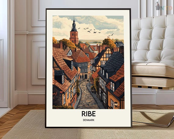 Ribe Poster Wall Art Print Photo Travel City Map Denmark