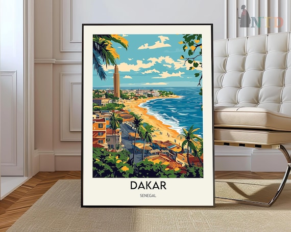 Dakar Travel Poster Wall Art Print Photo Decor Senegal Le De Gore City Map