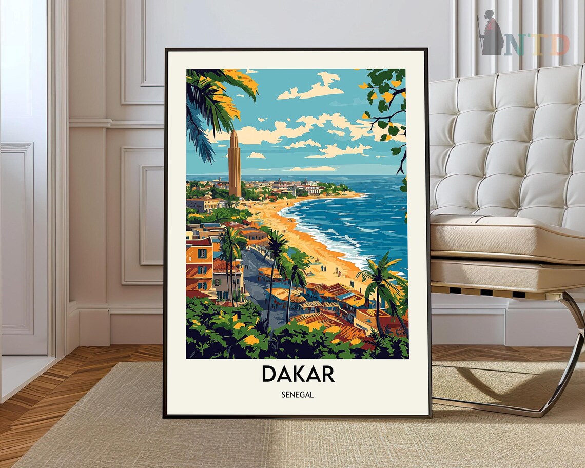 Dakar Travel Poster Wall Art Print Photo Decor Senegal Le De Gore City Map