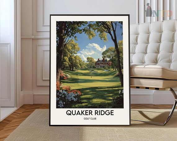 Quaker Ridge Golf Club Clubhouse Fairway Vintage Golf Poster