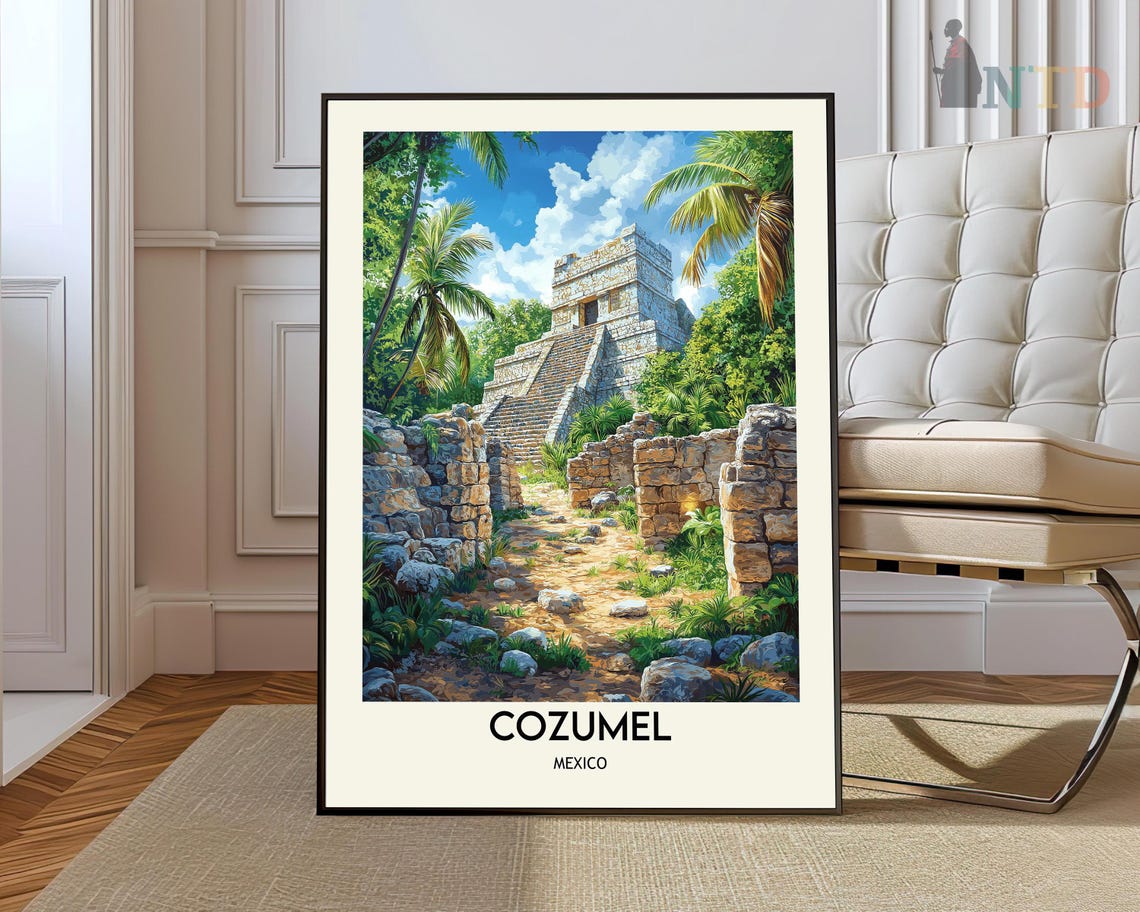 Cozumel Mayan Pyramid Rising Above the Tropical Jungle Canopy Poster