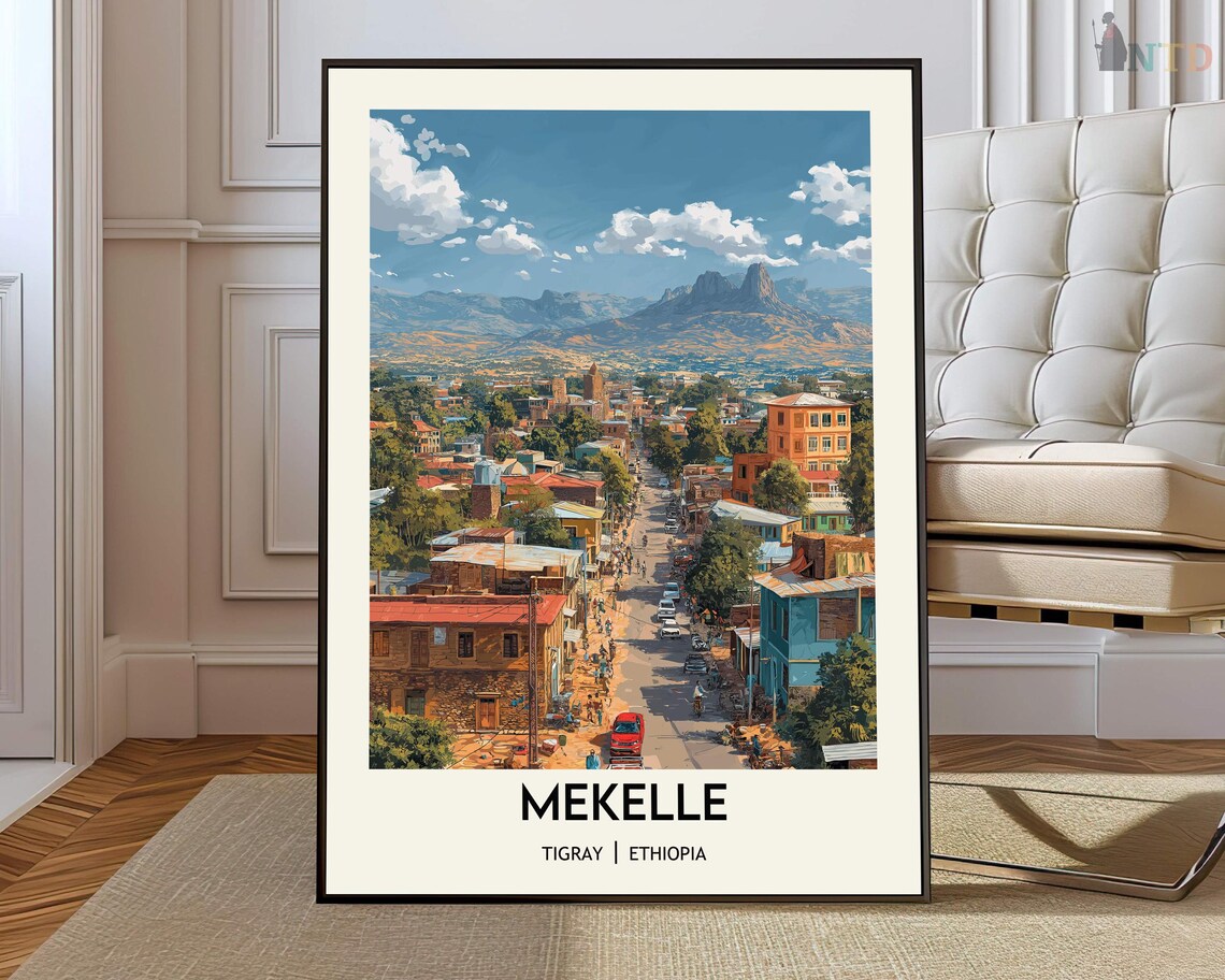 Mekelle Tigray Ethiopia Mountain Street Vintage Travel Poster