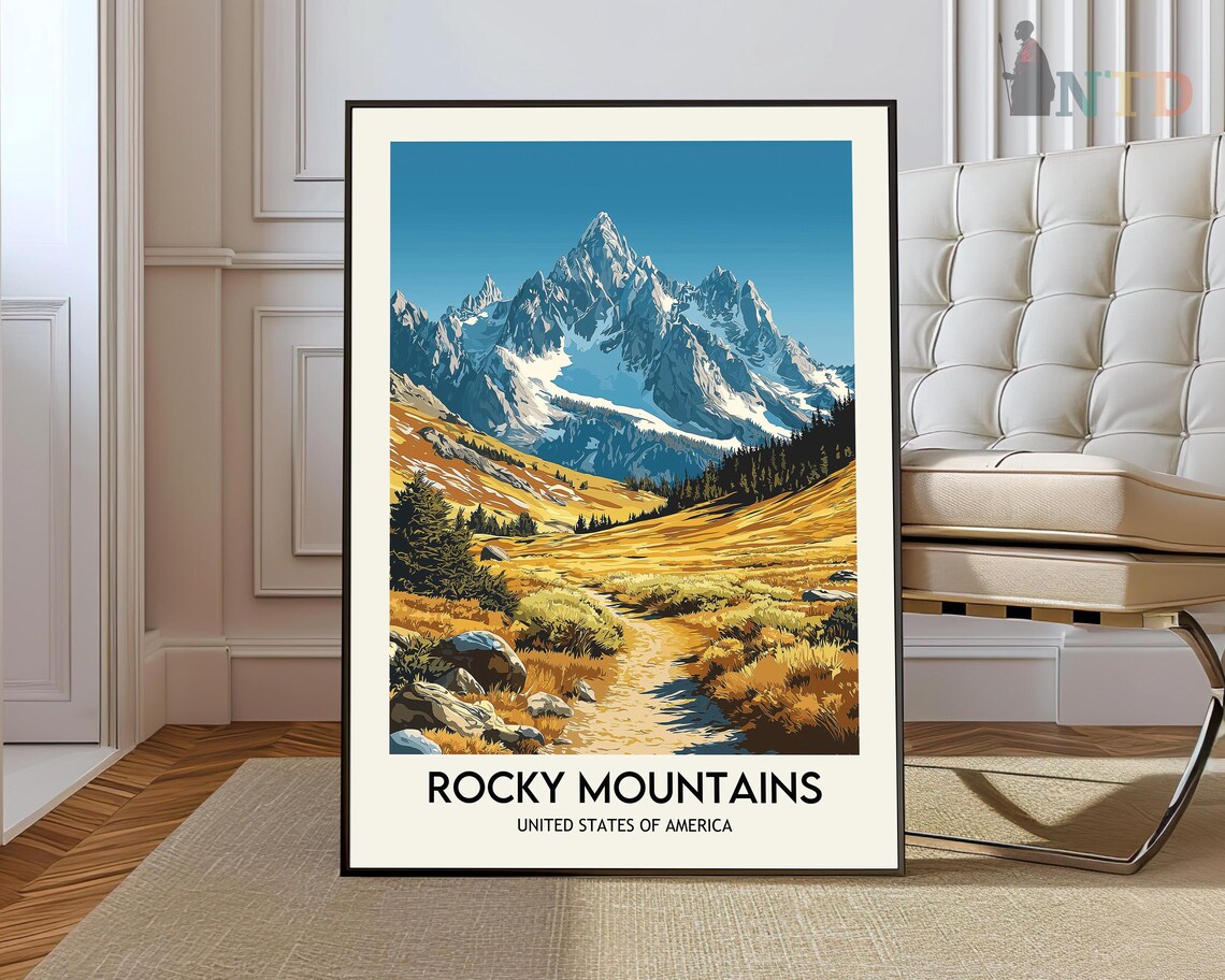 Rocky Mountains Art Print, Mountain Landscape