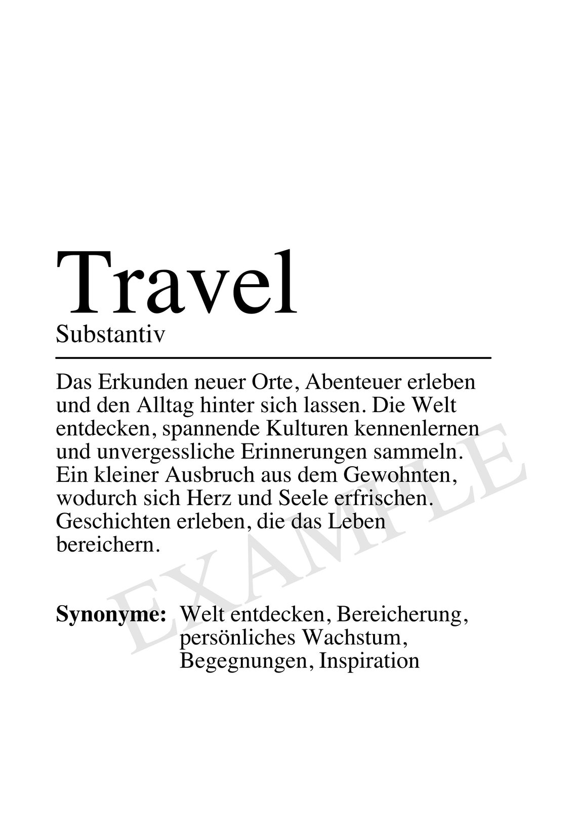 Travel German Dictionary Definition Adventure Typography Poster - Image 2