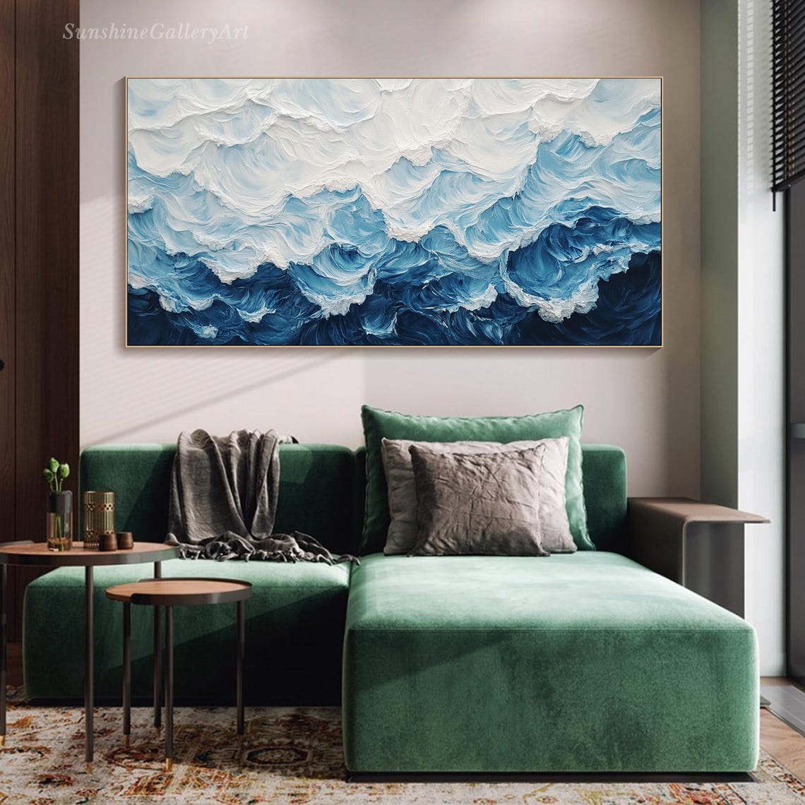 Swirling Blue And White Cloud Waves Abstract Ocean Sky Poster - Image 2