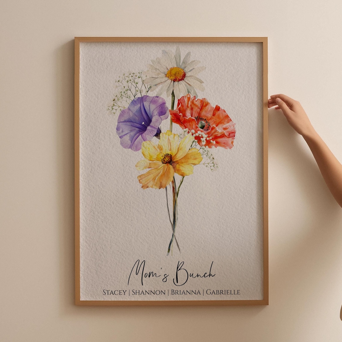 Family Birth Flower Bouquet Personalized Floral Art Print