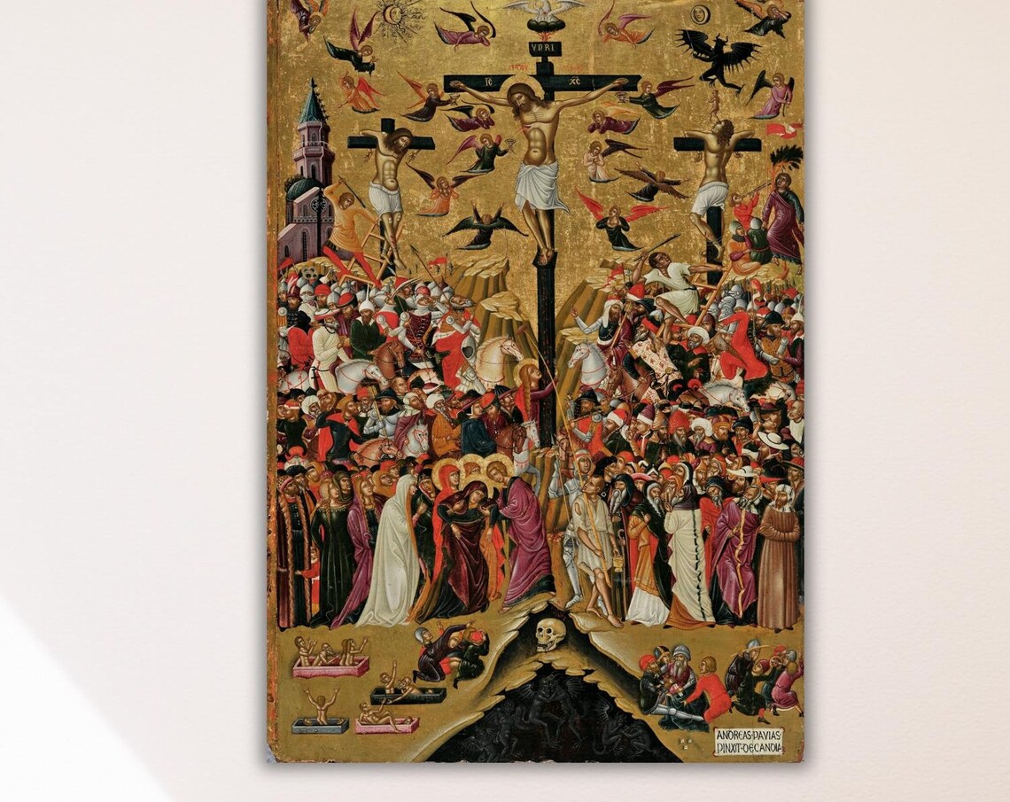 Andreas Pavias Crucifixion Byzantine Gold Medieval Religious Art Poster