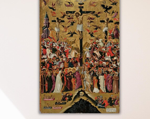 Andreas Pavias Crucifixion Byzantine Gold Medieval Religious Art Poster