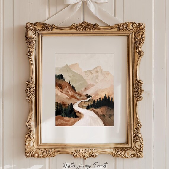 Mountains Art Print Painting Wall Art Mountains Road Home Decor Living Room Wall Art Painting Art