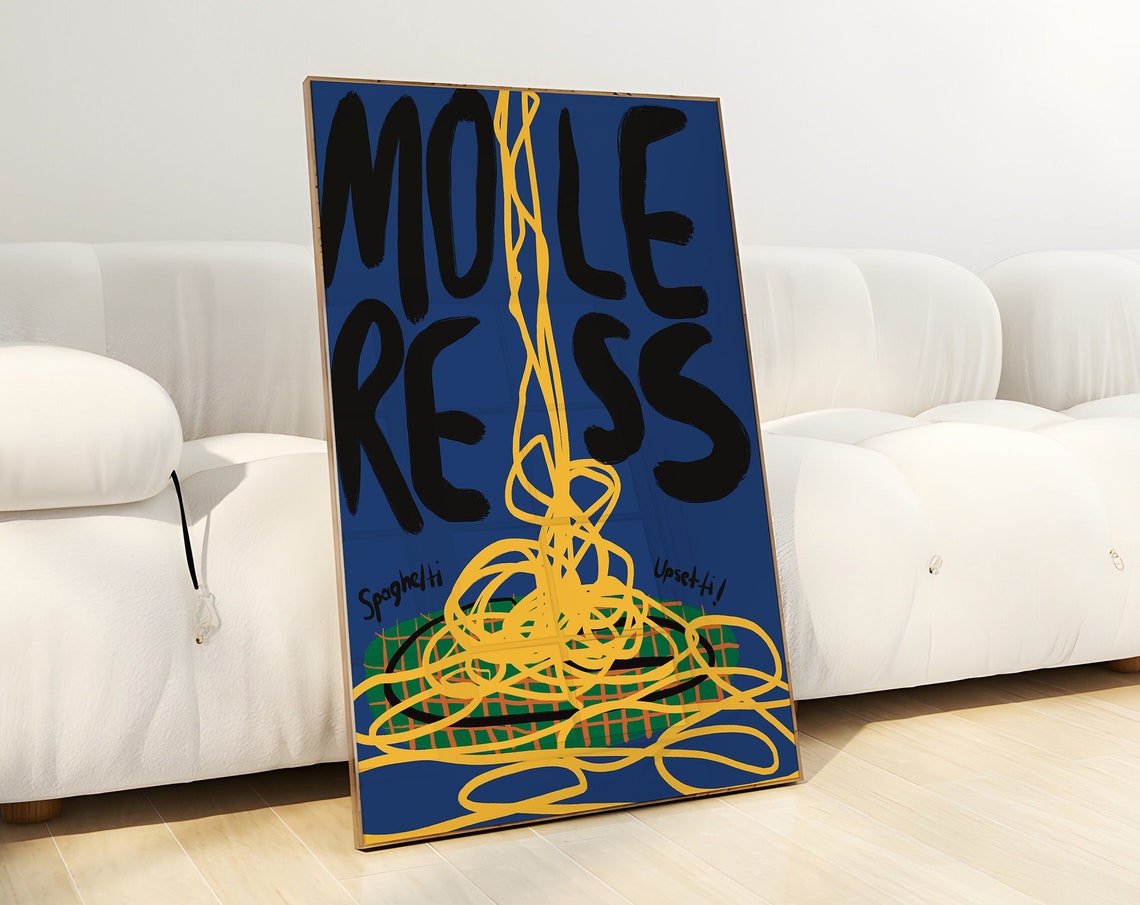 More Spaghetti Less Upsetti Funny Pasta Quote Kitchen Poster - Image 4