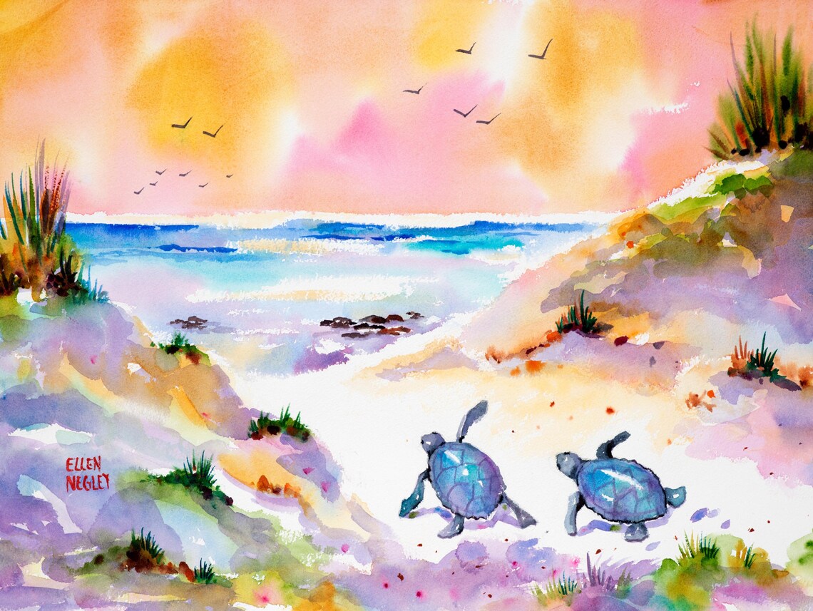 Ellen Negley Sea Turtle Florida Beach Art Print - Image 3