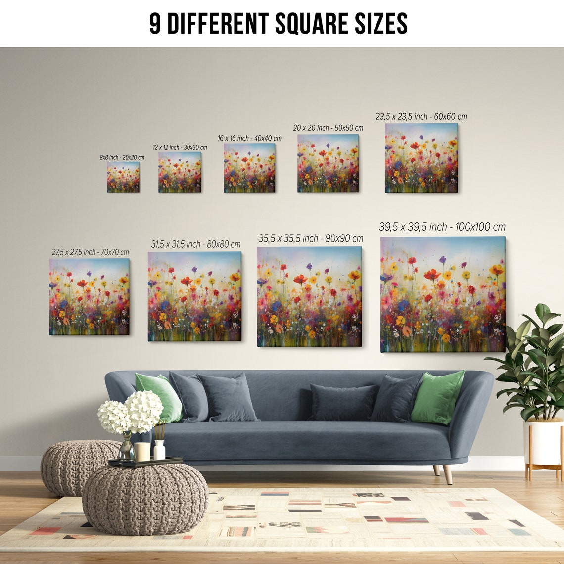 Colorful Wildflower Meadow Poppy Field Vibrant Spring Garden Wall Art - Image 2