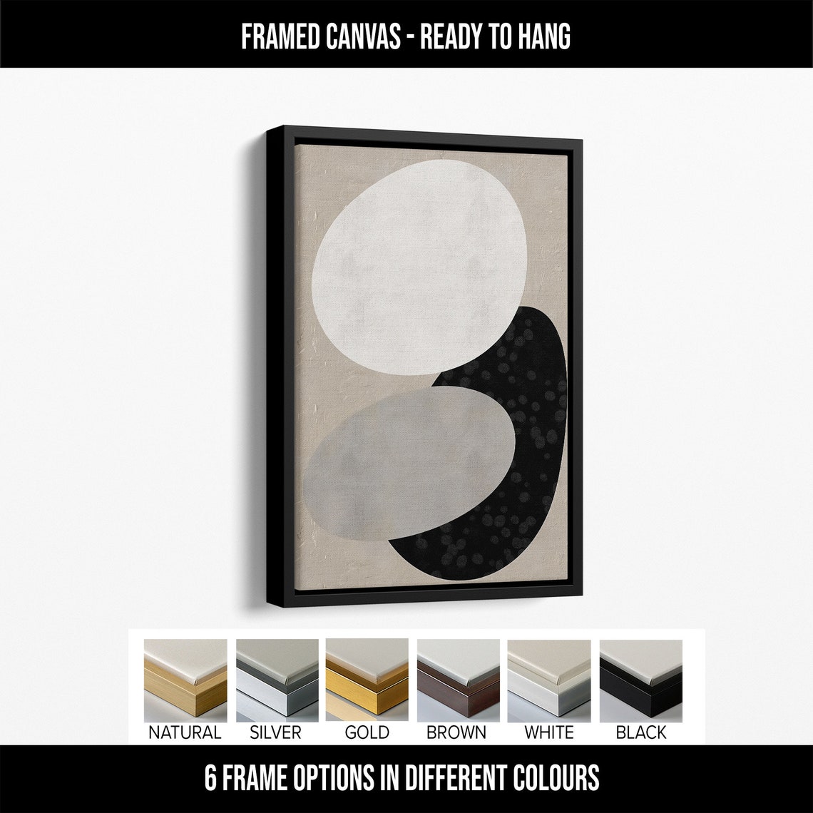 Beige Minimalist Abstract Ovals Neutral Modern Wall Art Poster - Image 3