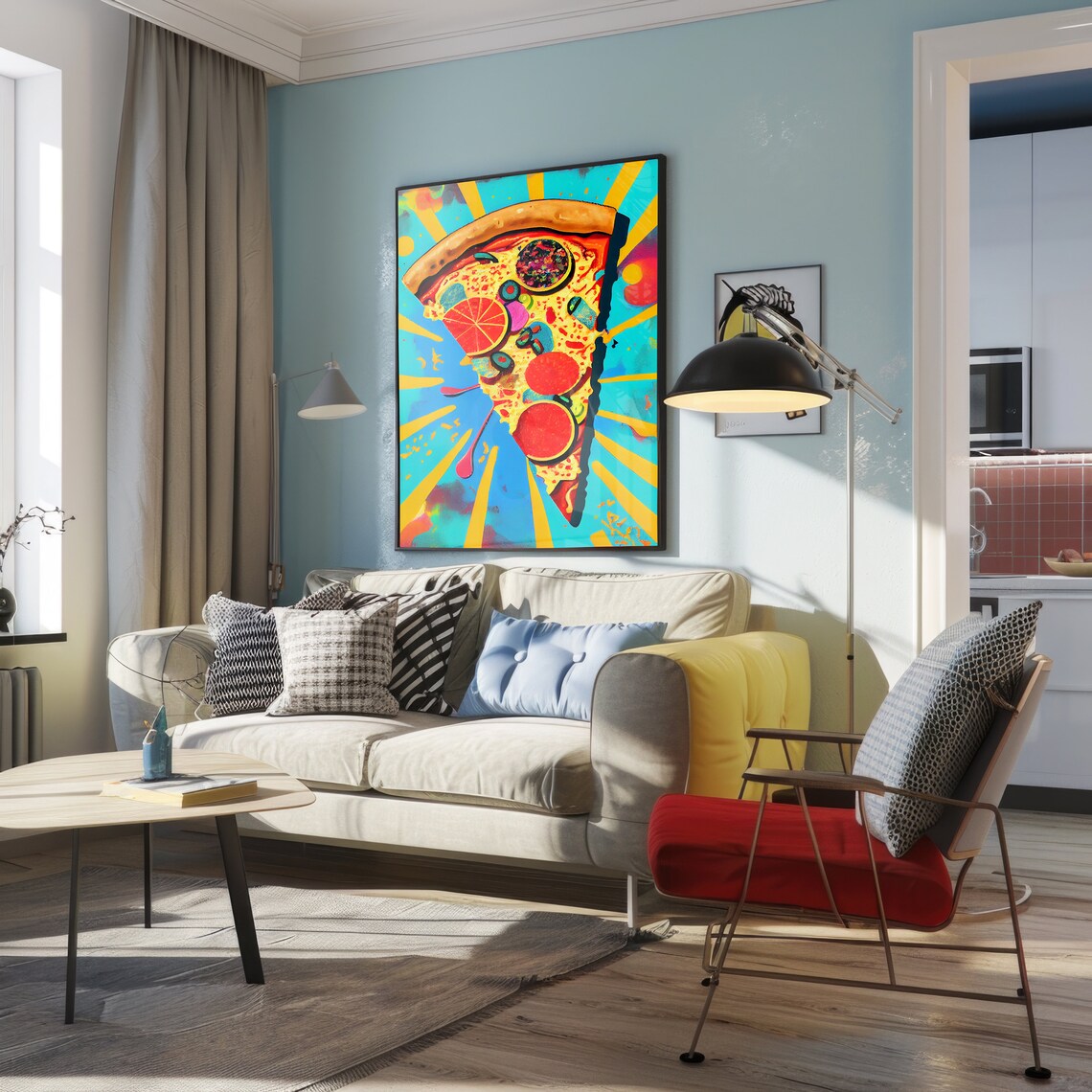Abstract Pop Art Pizza Print, Bold Kitchen Wall Art - Image 4