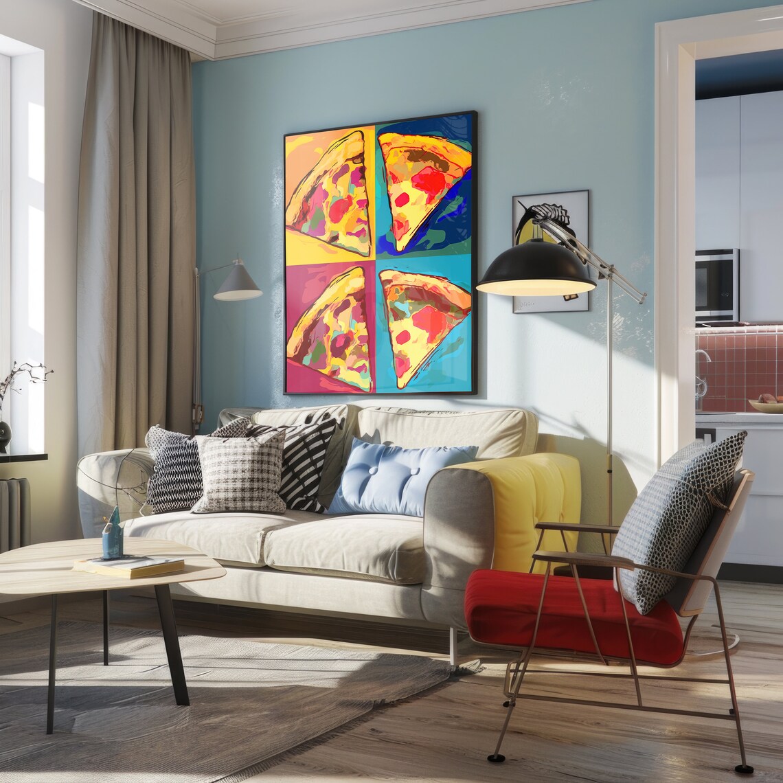 Retro Pop Art Pizza Print, Kitchen Wall Art - Image 4