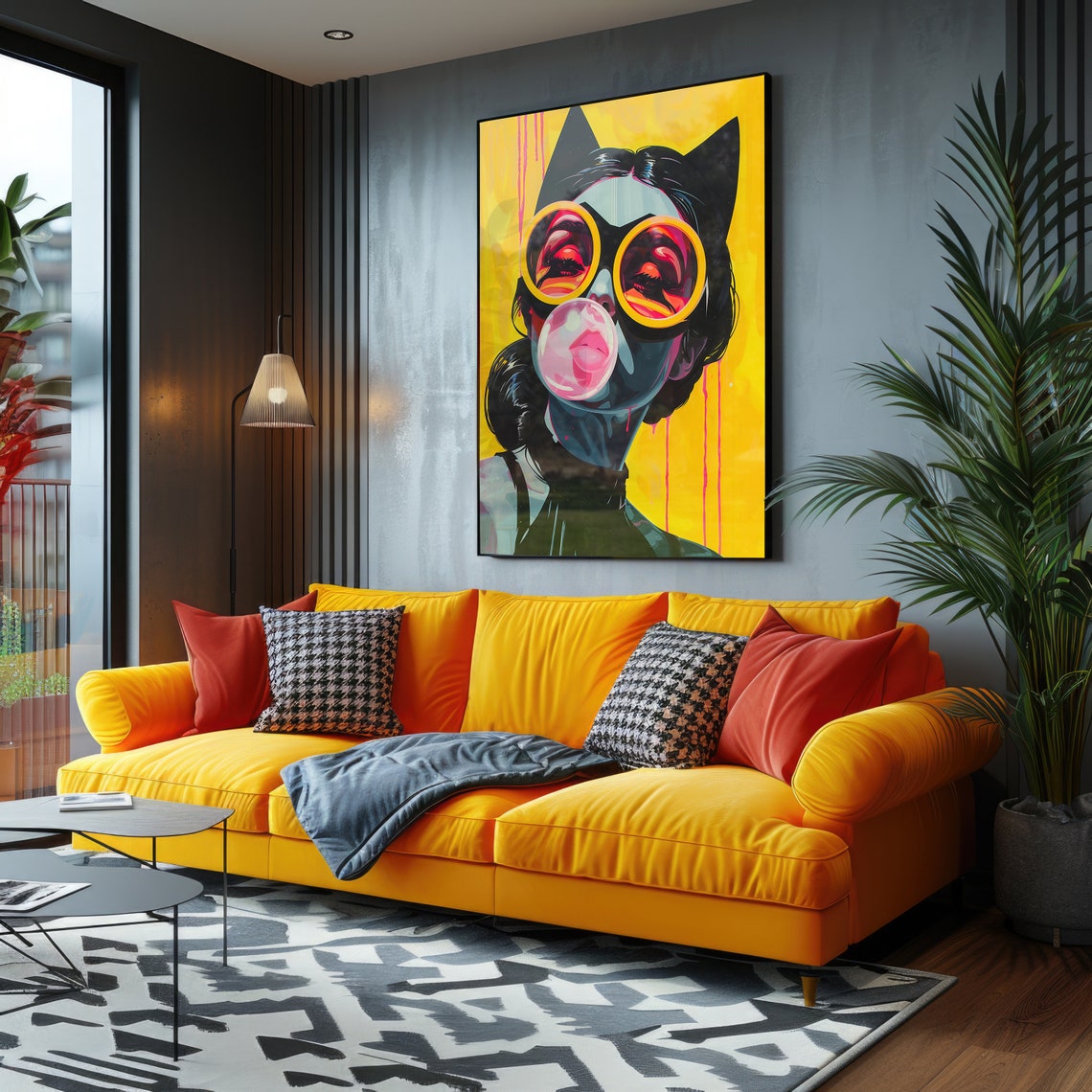 Bubble Gum Women Portrait Wall Art Retro Comic Style Pop Art Poster Modern Pop Culture Print Bold Wall Decor - Image 4
