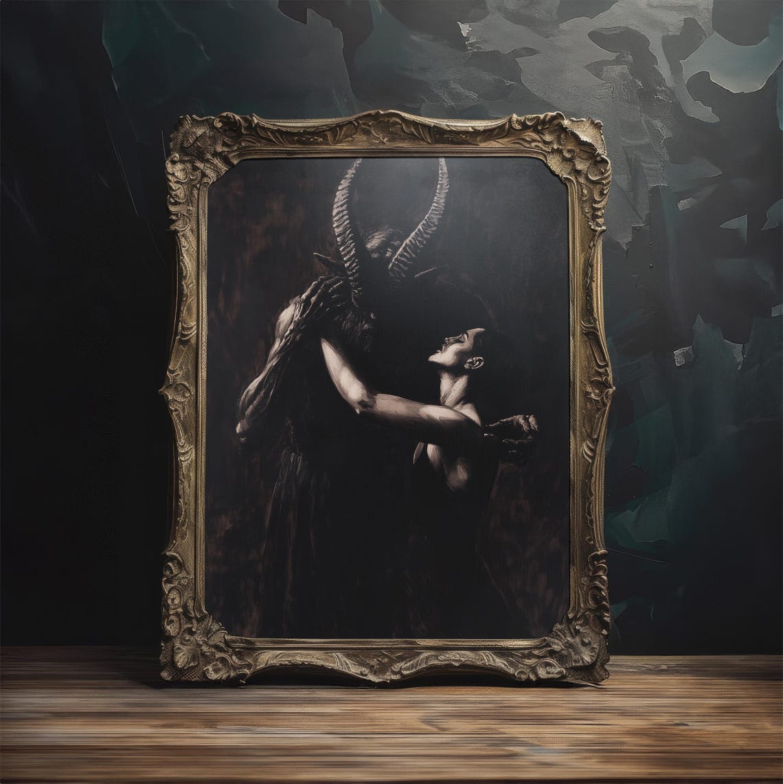 Dark Demonic Lover Romantic Gothic Moody Oil Painting Poster - Image 4