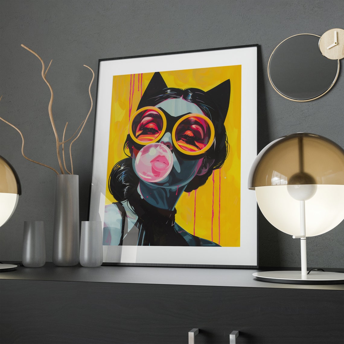Bubble Gum Women Portrait Wall Art Retro Comic Style Pop Art Poster Modern Pop Culture Print Bold Wall Decor - Image 2
