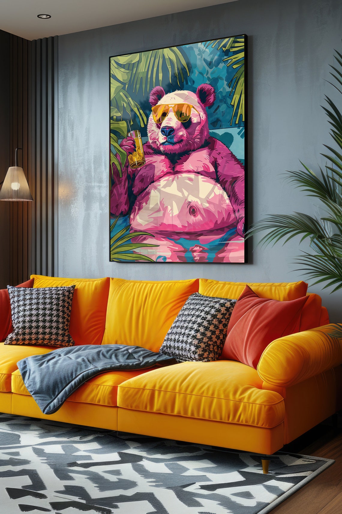 Vibrant Papa Bear Poster Print Trendy Wall Art Funny Retirement Gift For Dad Unique Maximalist Home Decor - Image 3