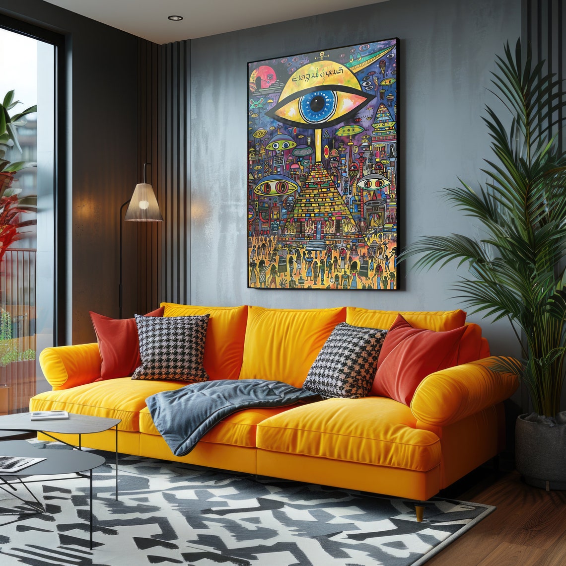 All Seeing Eye Over Pyramid Psychedelic Surreal Pop Art Poster - Image 3