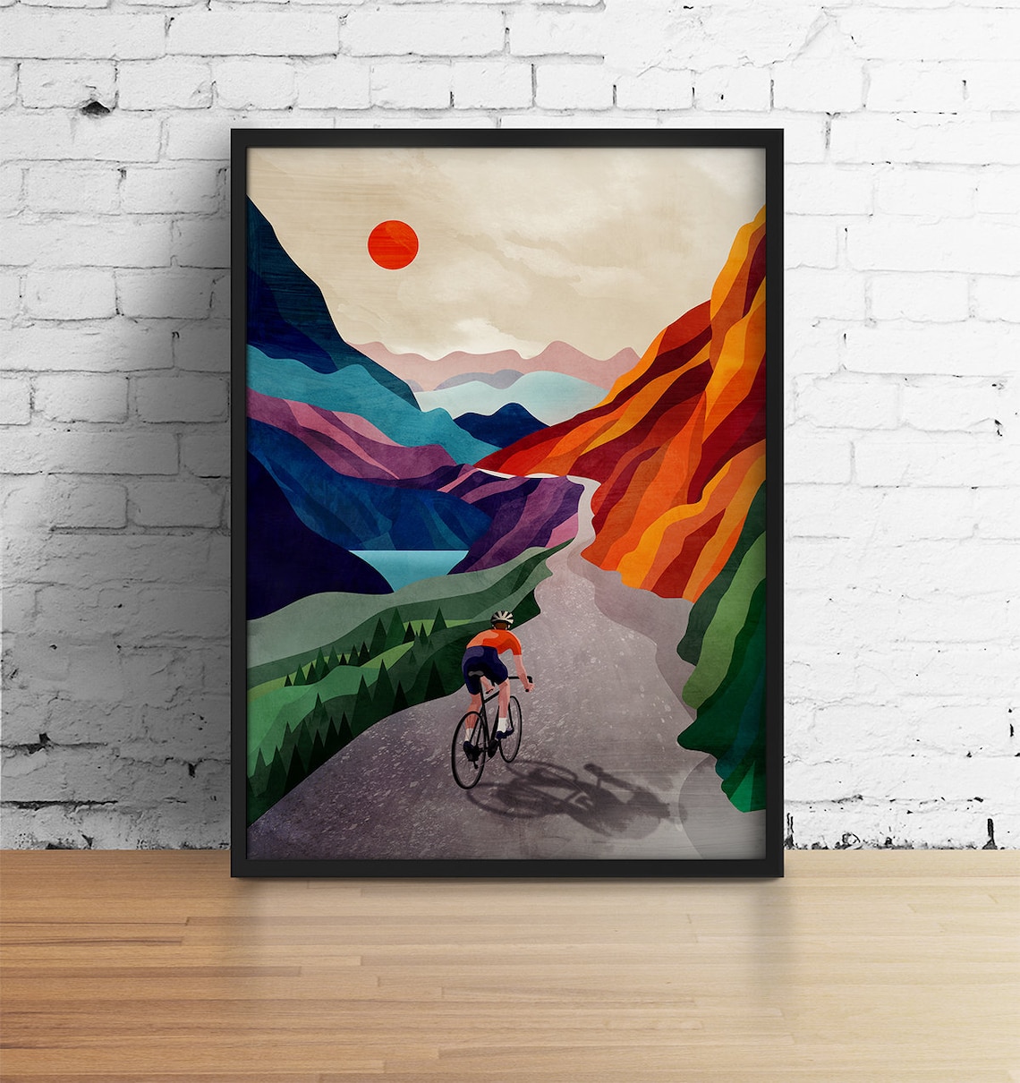 Cycling Art Print High In The Mountains - Image 3