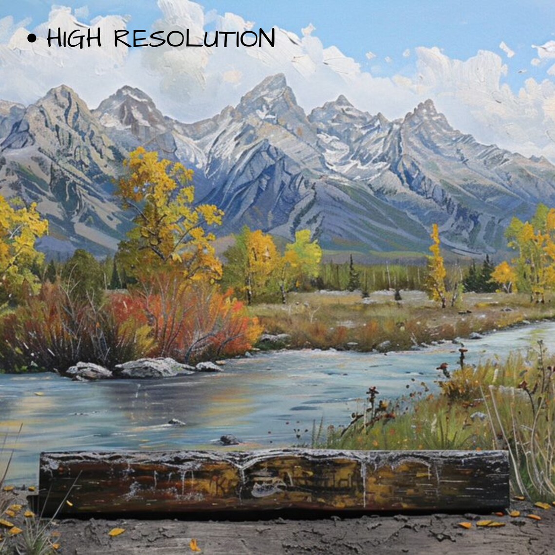 Autumn River With Golden Aspen Trees Rocky Peaks Fall Art Poster - Image 3