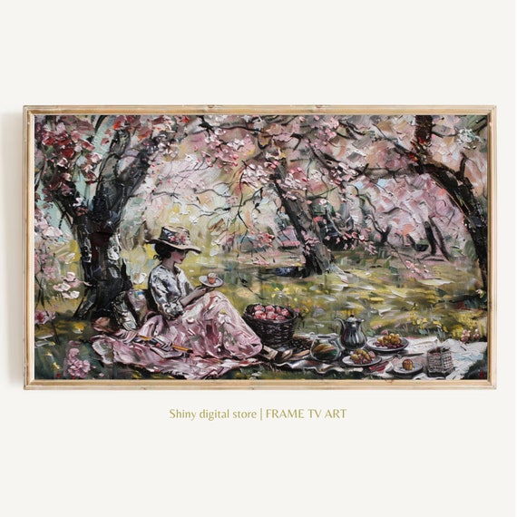 Frame Tv Art Victorian Woman Wall Art Regency Dress Victorian Fashion Art Cherry Blossom Trees For Tv