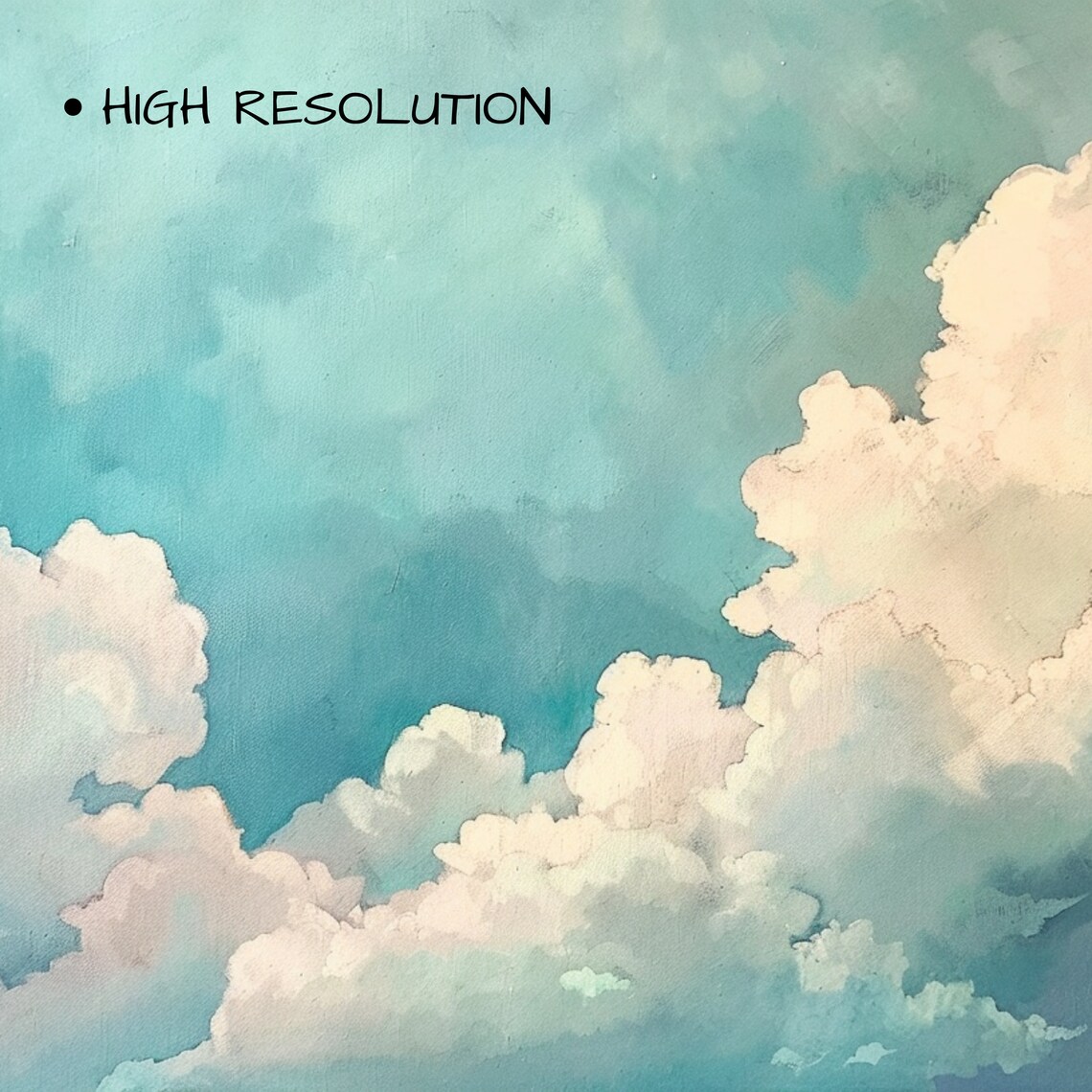 Soft Blue Clouds Sky Painting Peaceful Country Farmhouse Art Poster - Image 3