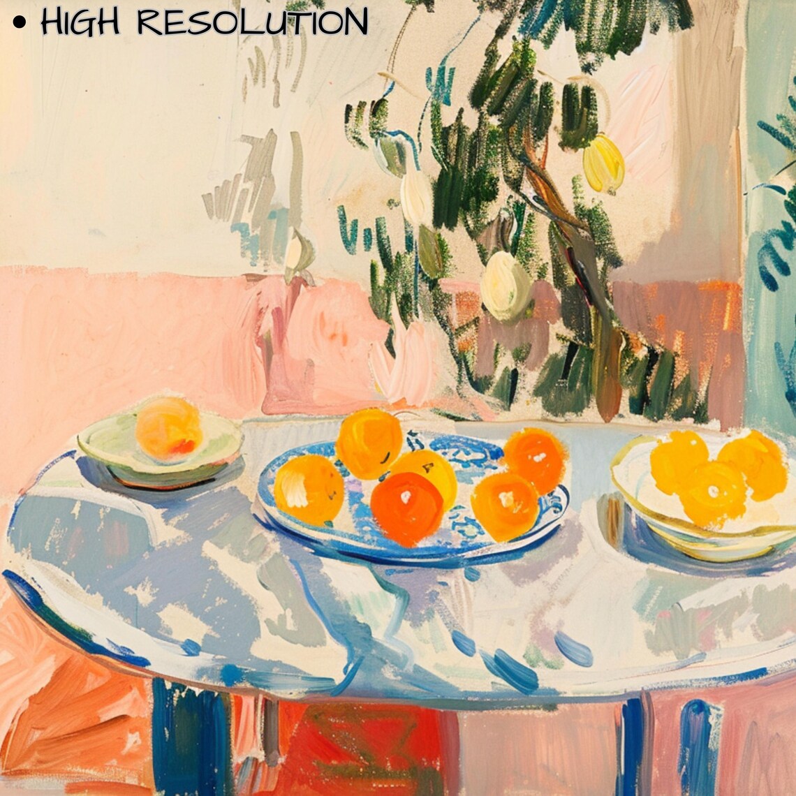 Mediterranean Orange Citrus Still Life Summer Table Art Poster - Image 3