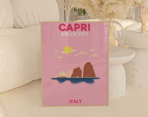 Travel Prints Famous Places Travel Capri Print Poster Preppy Room Decor Trendy Tropical Dorm Room Prints Travel Poster